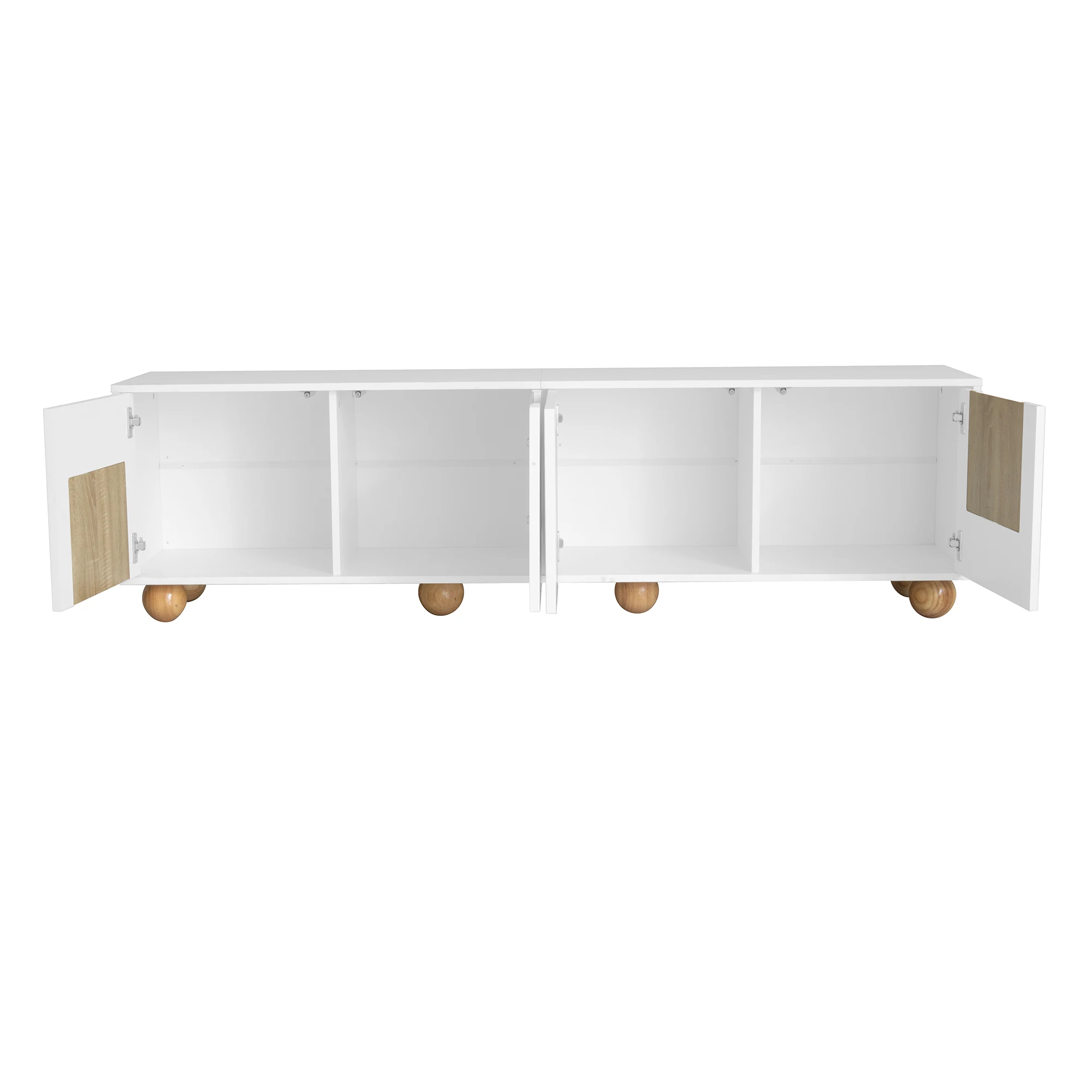 TV-Schrank mit vier Türen und niedrigem TV-Ständer. Einzigartiges Vintage-Holzmaserungsdesign. Abmessungen: 175 x 38 x 50 cm. – Detail 19