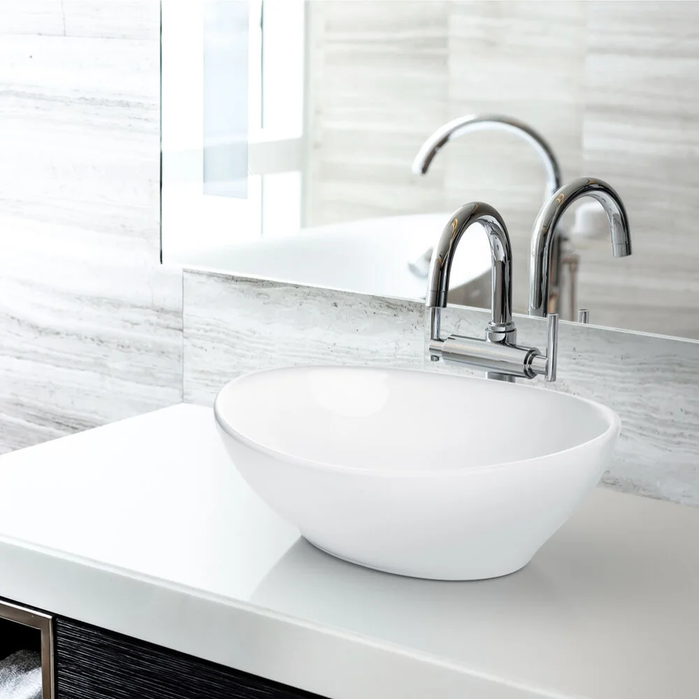 Modern Ceramic Vessel Sink - Bathroom Vanity Bowl -Small Oval White 4