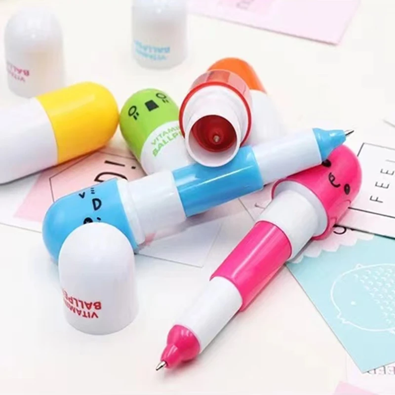 Mini penna pillola divertente retrattile da 10 pezzi per bambini, pittura, disegno, giocattoli, baby shower, bomboniere per feste di compleanno, regalo per studenti