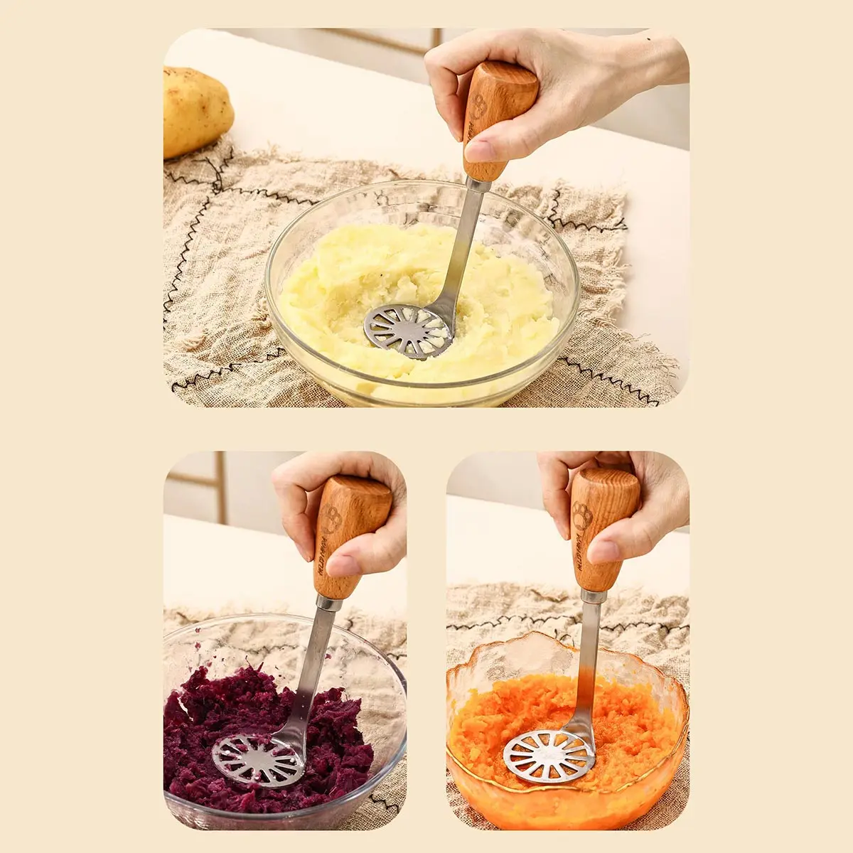 Potato Masher Pressed Potato Masher Pumpkin Fruit Vegetable Pressure Mud Machine Kitchen Children Food Potatoes Mud Pusher