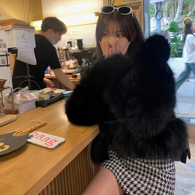 Autumn and winter new imitation fox hair fashion Korean style fashion versatile fur female winter short section fur short coat
