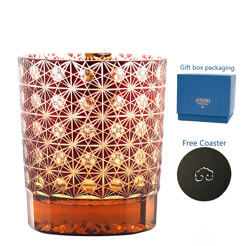 

Japanese Edo Kiriko Glasses Crystal Engraving Whiskey Drinkware Hand to Clear Glass Whisky Tumbler With Gift Box Pack