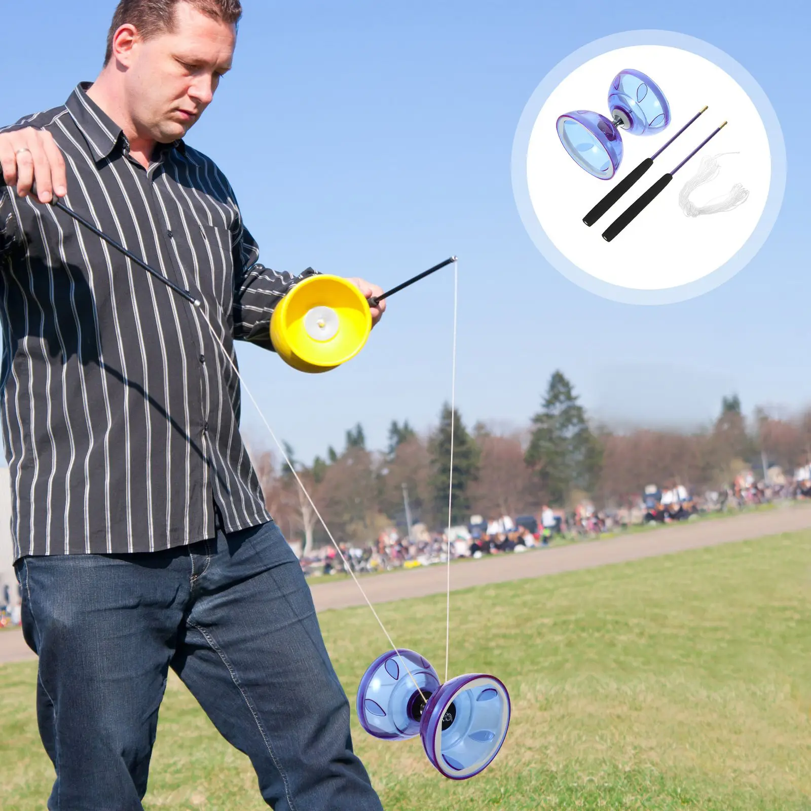 Professional Beginning Fitness Diabolo Transparent Soft Rubber Bearing Chinese Yo Yo Juggling Toy for Kids Easy Trick Diabolo Toy