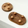 Elegant Wooden Tray Convenient Pedestal Stand Plate Multifunctional Key Jewelry Home Storage Food Dessert Display Trays Decor 4