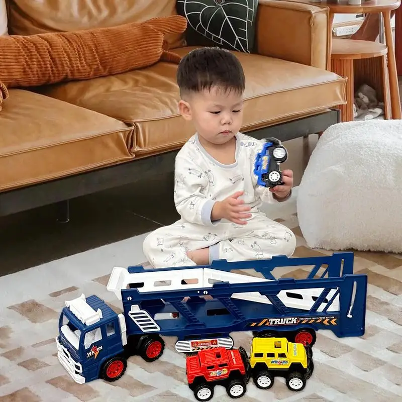 Transporter Toy Truck Girls Sliding Transporter Vehicles Toys Car Truck With Ramp & Carry Storage, Kid Toys Vehicles For Home 6