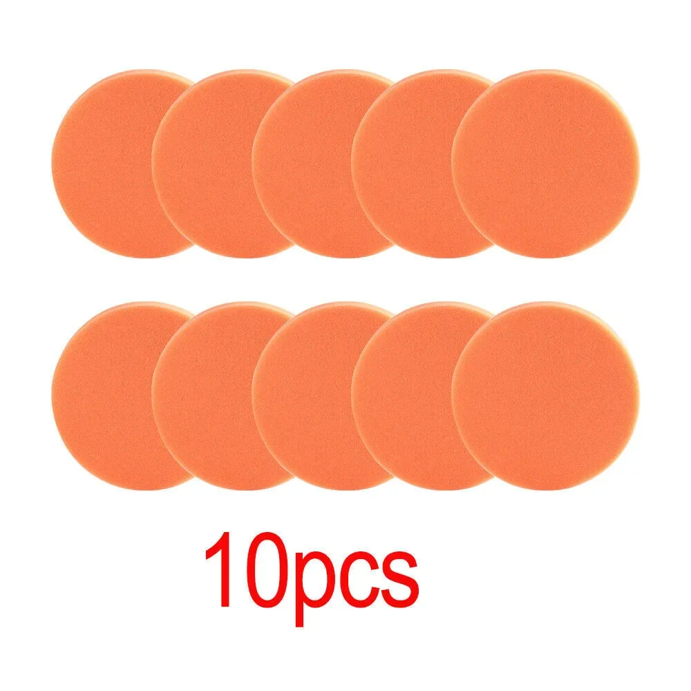 Car Polishing Sponge Set 10PCS 75mm Car Polishing Sponge Kit Waxing Orange Smooth Flat Sponge Polishing Pad Cleaning Tool For Car Polisher