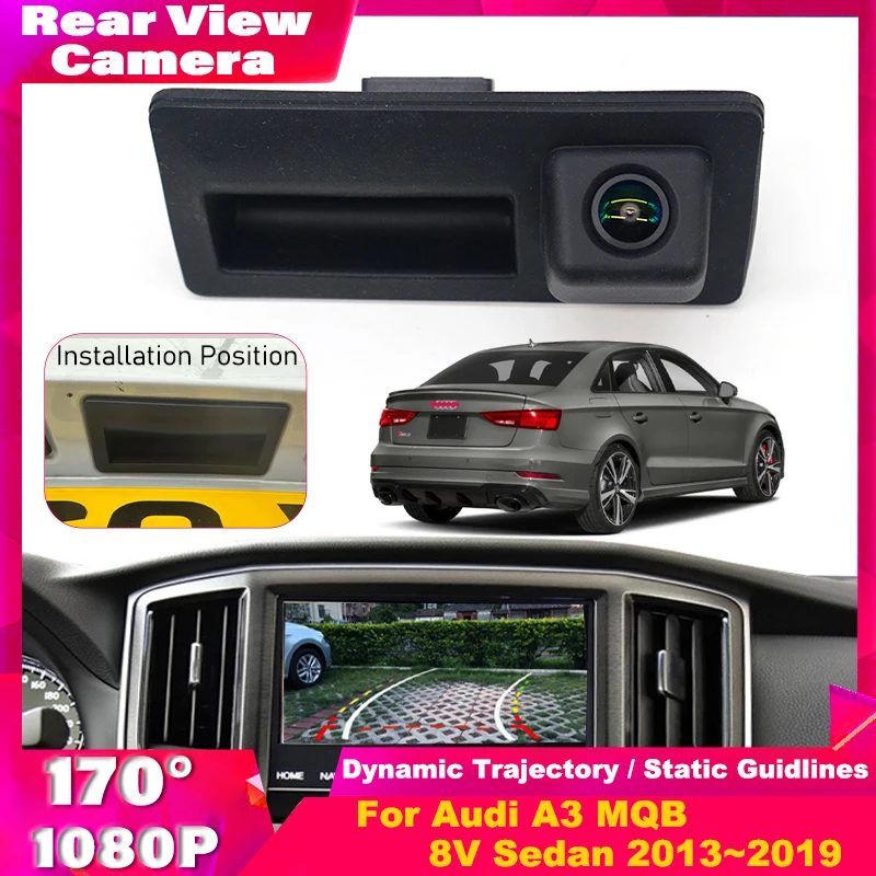 Car Trunk Handle Camera for Audi A3 MQB 8V Sedan HD CCD Night Vision Backup Rear View Camera