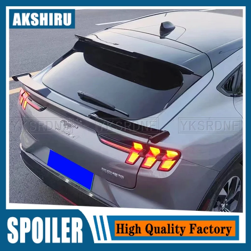 

For Ford Mustang Mach-E 2021-Up Car Spoiler ABS Material Carbon Fiber Look Car Styling Car Accessories Rear Trunk Spoiler