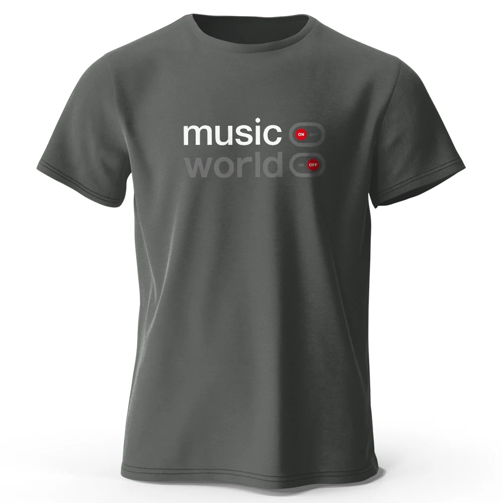 Men's Oversized Music World Graphic T-Shirt – 100% Cotton Summer Top