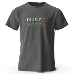Men's Oversized Music World Graphic T-Shirt - 100% Cotton Summer Top - XXXL (Dark Gray)