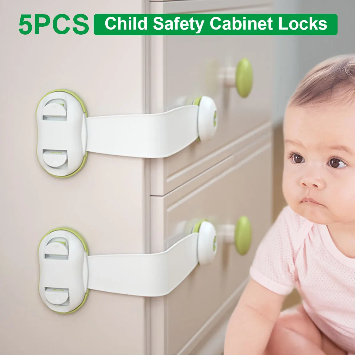 5pcs Baby Safety Lock Drawer Door Cabinet Cupboard Toilet Safety Locks For Baby Kids Safety Care Locks Infant Baby Protection 1