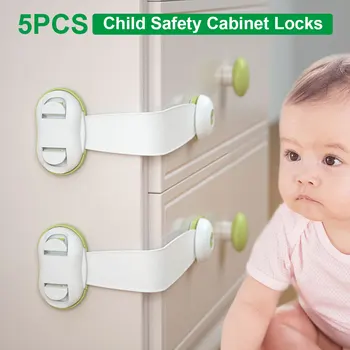 5pcs Baby Safety Lock Drawer Door Cabinet Cupboard Toilet Safety Locks For Baby Kids Safety Care Locks Infant Baby Protection 1