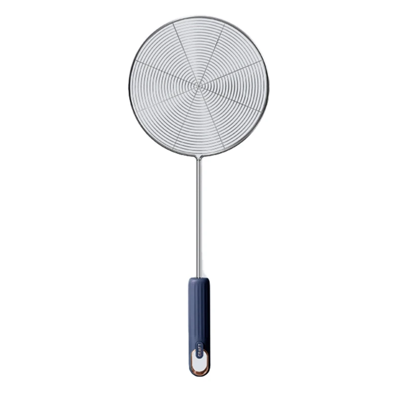

Hot Stainless Steel Strainer Household Oil Colander Kitchen Dumpling Noodle Hot Pot Scoop Filter Screen Drain Oil Tool Blue
