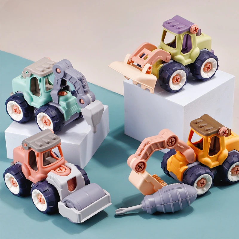 Engineering Vehicle Toys Construction Excavator Tractor Dump Truck Bulldozer Models Kids Boys Mini Gifts DIY Assembly Craft Toy tractor diy model construction excavator bulldozer models fire truck model engineering car model car model toy construction toy