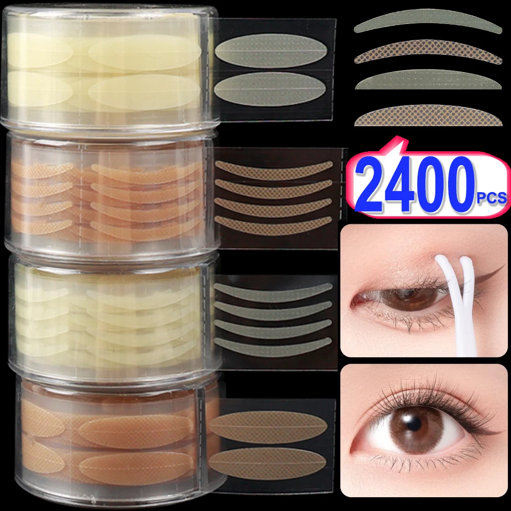 Lace Invisible Double-fold Eyelid Sticker Self-adhesive Eyelid Tape Olive-shaped Eye Lift Makeup Tools Girls 600/2400PCS Double Fold Eyelid Tape