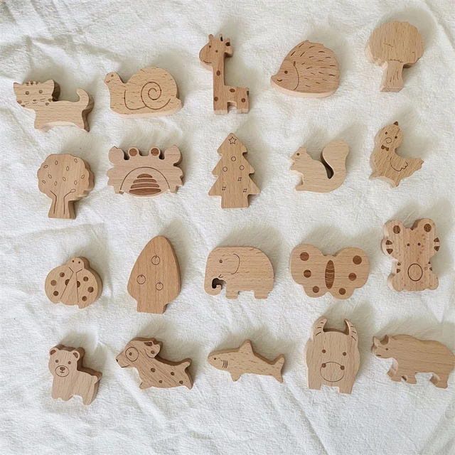 Wood Animal Figures Toys Handicraft Mini Animals Learning Toys Nordic Wooden Blocks Openend Play Educational Toys for Children 1