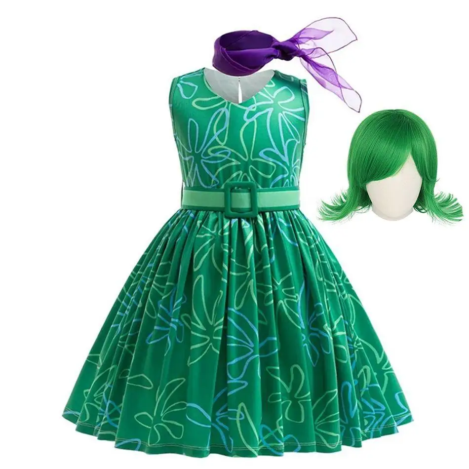green emerald velvet dress Inside Out 2 (2024) Joy Green Dress Outfits Cosplay Costume Halloween   Coshduk