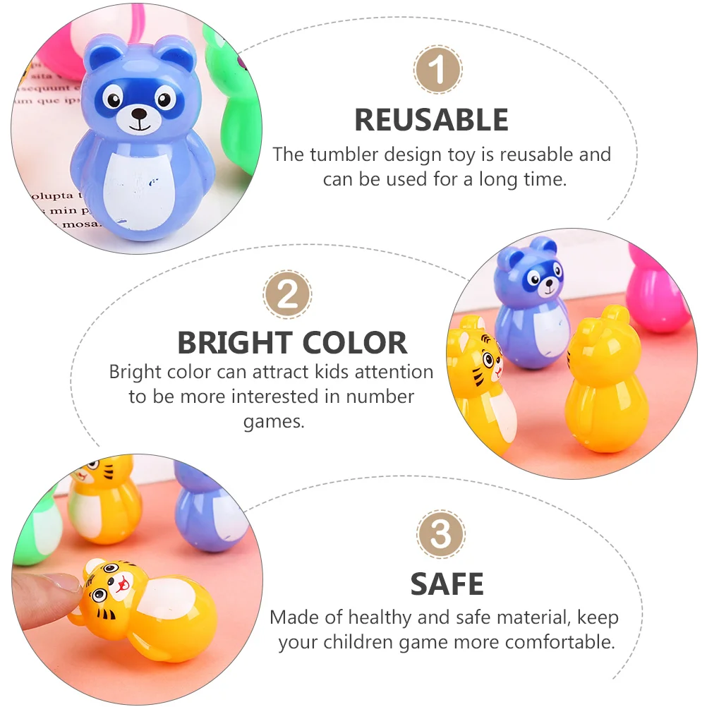 24 Pcs Decorations Tumbler Toy Child Mini Animal Sculpture Abs Babydoll Desktop Adornment 4