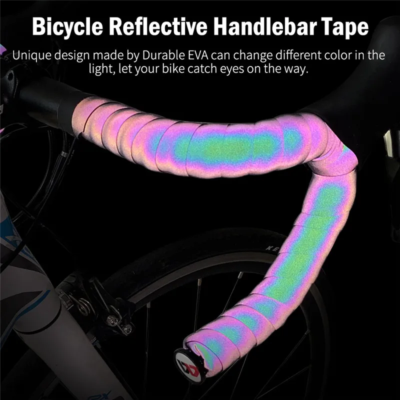 Bike Handlebar Tape WEST BIKING Bicycle Handlebar Strap Reflective Discolor Anti-slip Shock-absorption Handle Strap Cycling Part bicycle handlebar strap