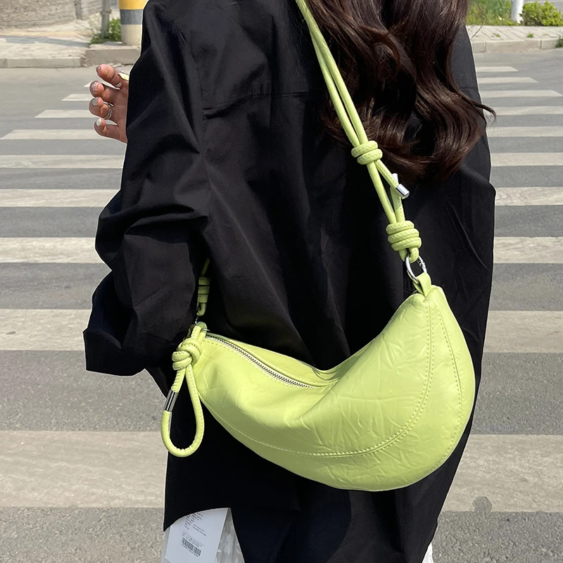 

Hobos Fashion Bag Solid Color Pu Leather Dumpling Handbag Ladies Personalized Design Irregular Underarm Shoulder Crossbody Bag