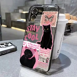 Creative Black Cat Transparent Phone Case - Soft Silicone Cover - iPhone 13 Mni (Y4 - T9366)