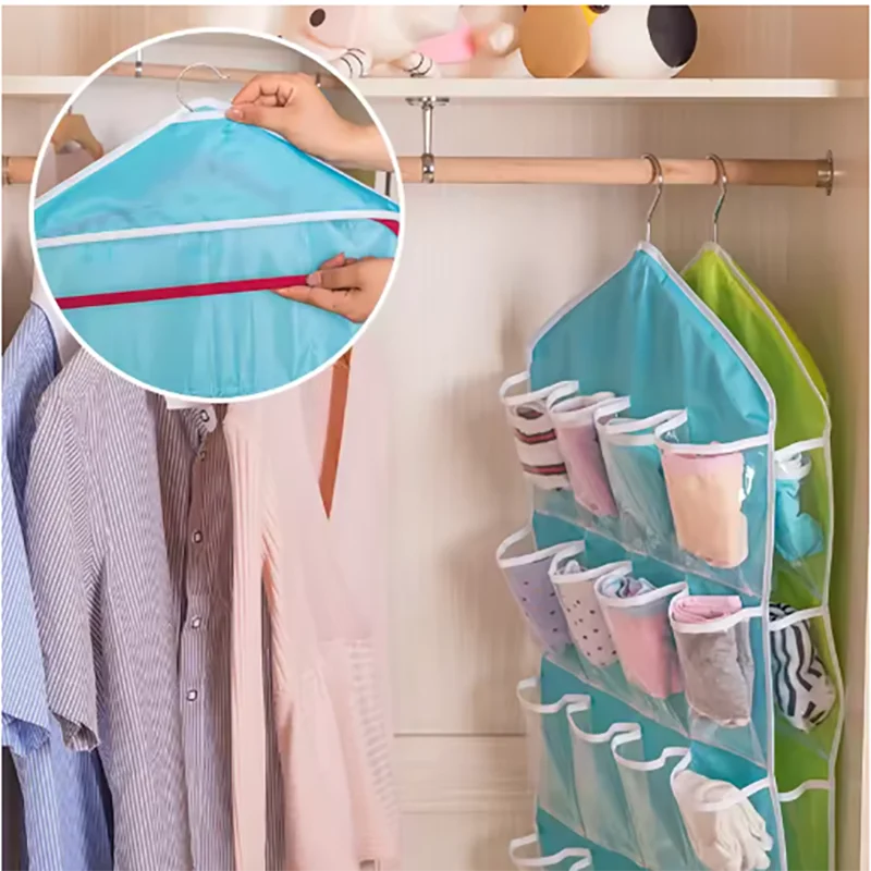 1PC 16 Grid Wall-mounted Clothes Organizer