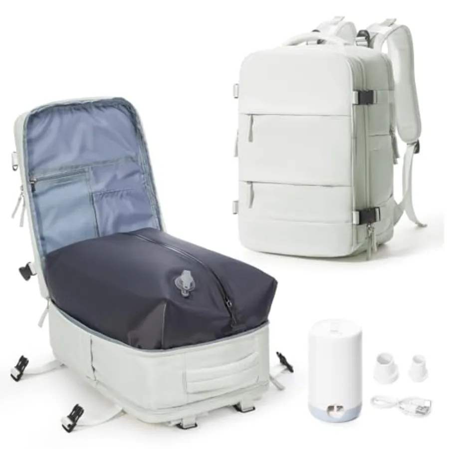 Vacuum Backpack Travel with Electric Vacpack Pump Vacuum Compression Bags Travel Backpack for Women Men Flight Approved Waterpr 1