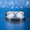 PT950 Platinum Double Row Paved Diamond Ring Men's 1CT Moissanite - Polished diamond edges, high-end, ideal for holiday gifting