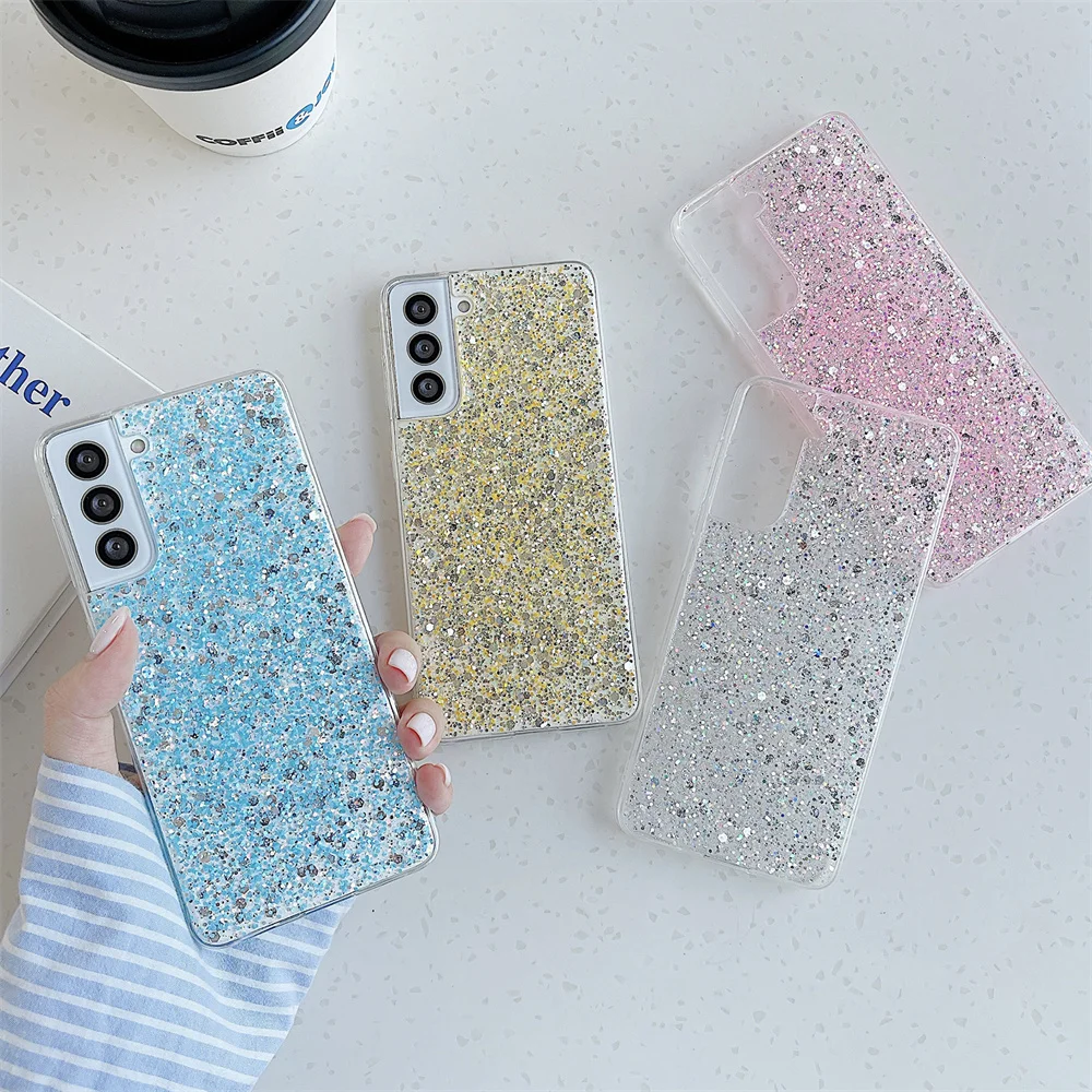 Lusso Bling Glitter Custodia Per Samsung S23 Ultra S22 Plus S20 S21 FE A23 A53 A73 A33 A52 A72 A32 A22 A12 A51 Molle Della Copertura Del Silicone_voghion.com