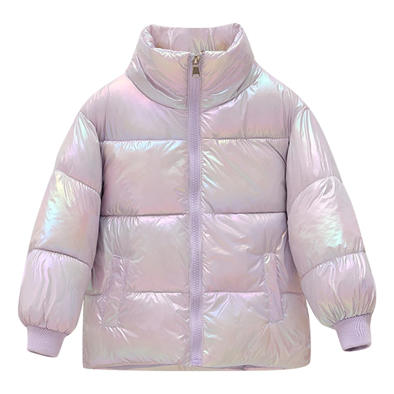 winter new baby thickened cotton padded jacket boys and girls bright face hooded down jacket children's coat
