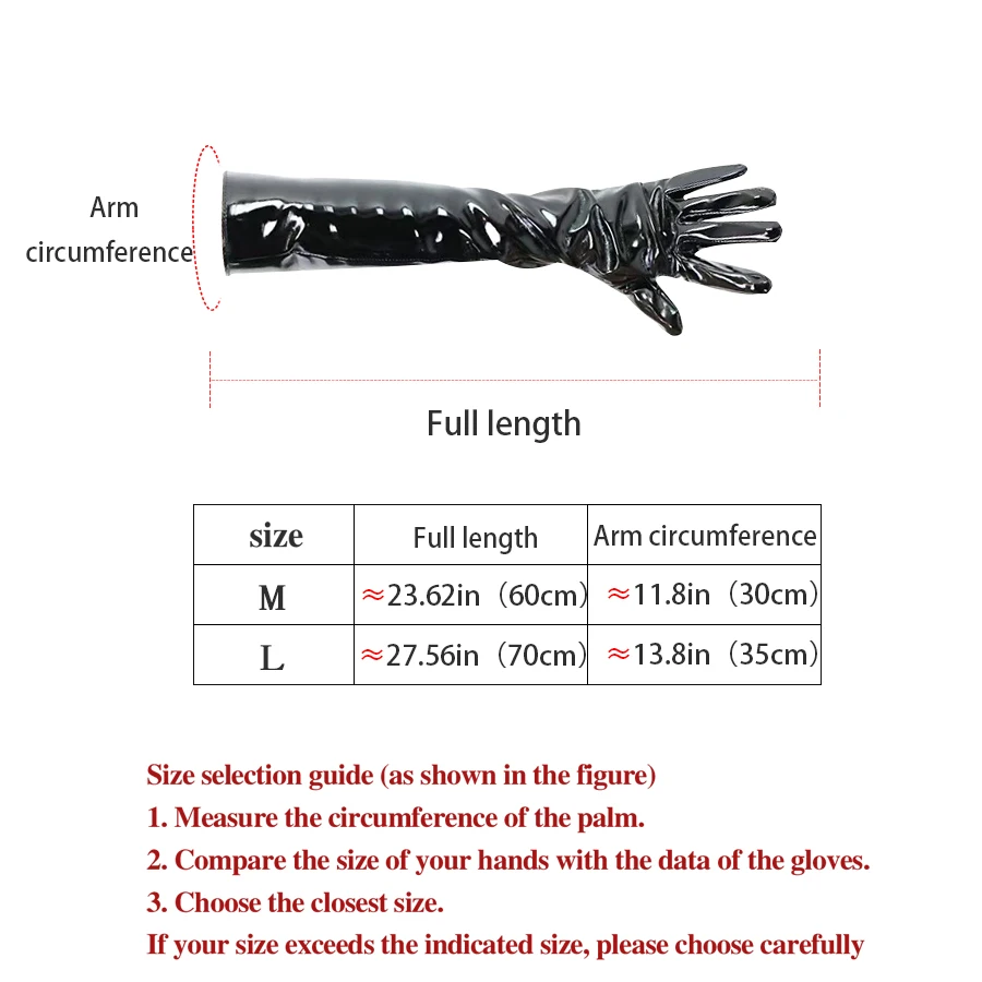 Shiny Black Long Gloves - Halloween Punk Cosplay Mittens