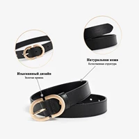 BEAUTODAY Belt Women Genuine Cow Leather Metal Oval Buckle Retro Simple Solid Ladies Jeans Dress Waistband Handmade 91012 - Image 2