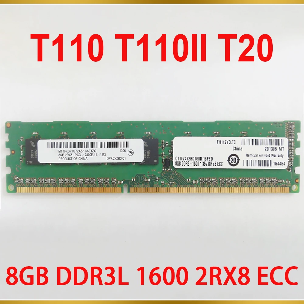 DELL 서버 메모리, T110, T110II, T20, 8G, DDR3L, 1600, 2RX8, ECC RAM, 1 개