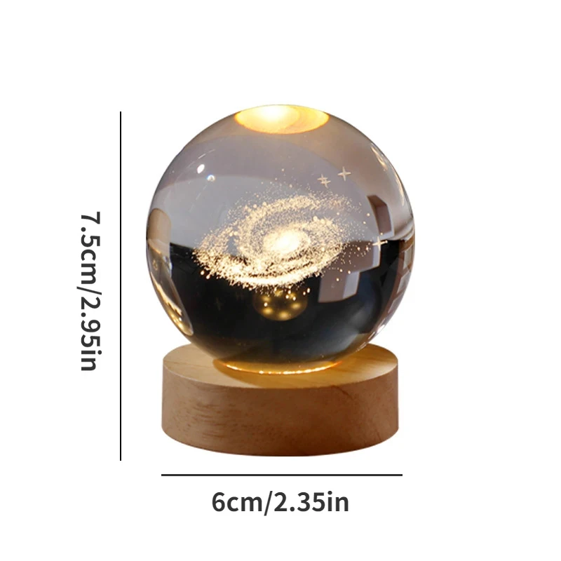 3D crystal ball lights with Milky Way and planetary projection USB nightlight atmosphere plasma balls for Christmas gifts