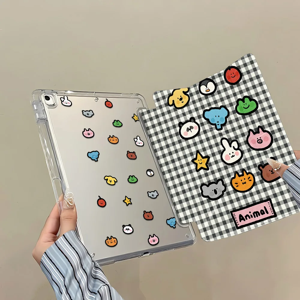 Cartoon Animals Clear Back Tablet Cover with Enhanced Protection