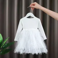 80-120cm Long Sleeve Winter Kids Dresses Girls Newborn Christening Gown Infant Toddler Girls Dress Baptism Little Baby Vestidos 4