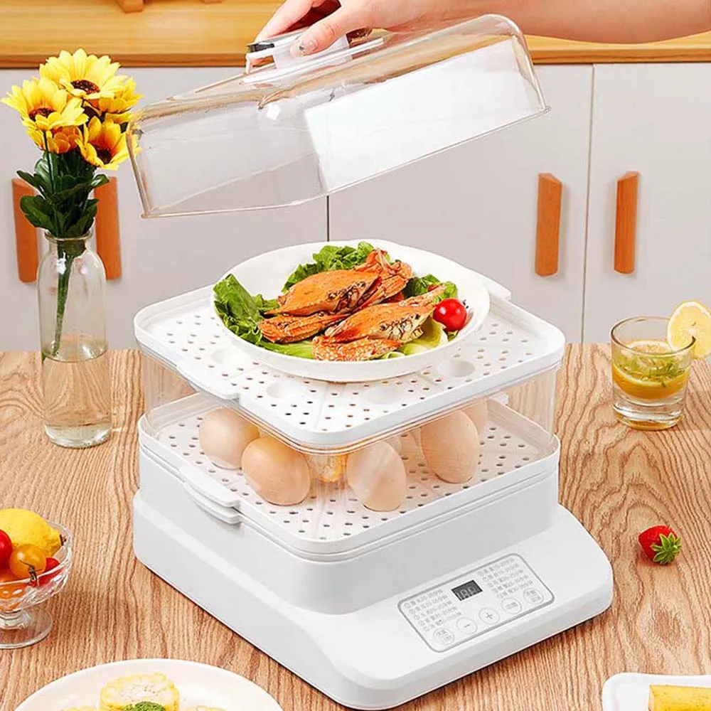 Household electric steamer three-layer multifunctional large capacity household electric steamer