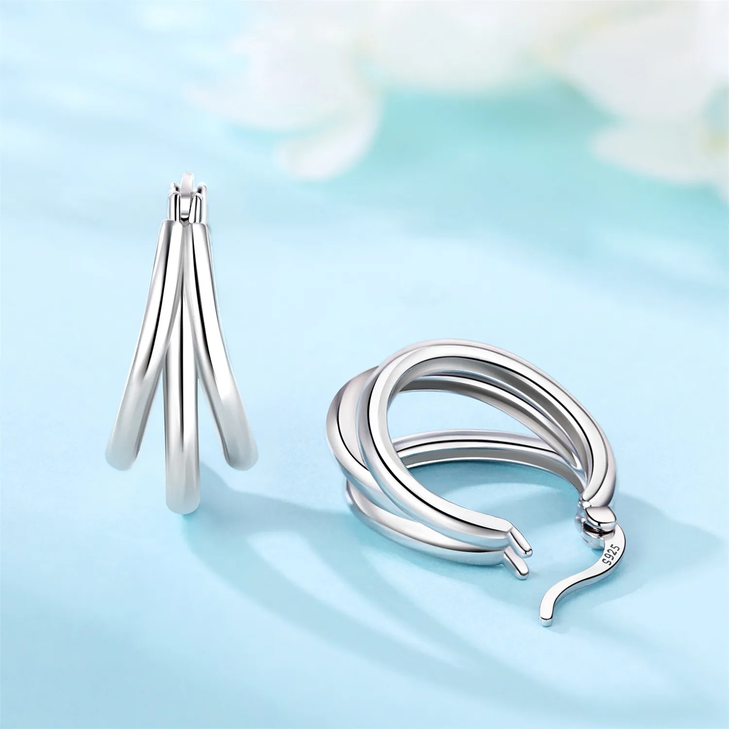 925 Sterling Silber Zirkon Einfache Modische Schlichte Gewebte Große Creolen für Damen Glücksbringer Geburtstag Party Edle Schmuckgeschenke – Detail 7
