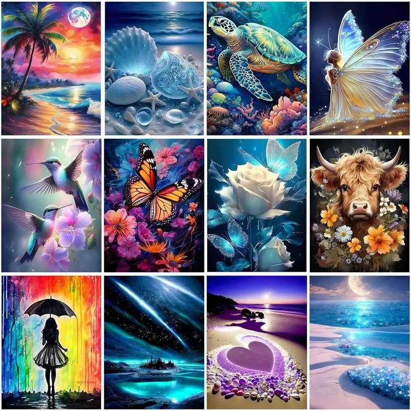 Full Square Round Diamond Painting Animal Rhinestone Kit Diamond Embroidery Seaside Landscape Mosaic Needlework Craft diamond painting