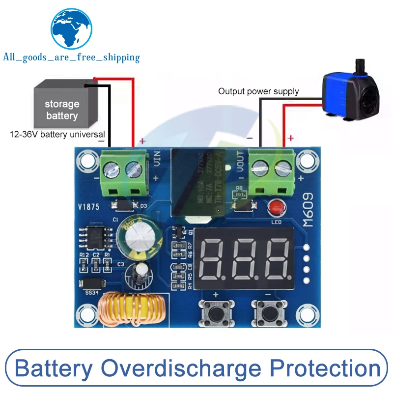 XH-M609 Niederspannungs-Trennschalter, abgeschaltet, 12 V, 24 V, 36 V, digitales LED-Display, Überentladungsschutz für 12–36 V Lithium-Batterie