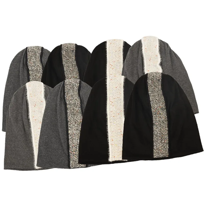 

Шапка-бини женская с лентой, эластичный головной убор, Повседневная однотонная шапка, на осень/зиму