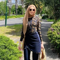 Women Modest Muslim Swimwear Patchwork Hijab Sport Long Sleeves Swimsuit 3pcs Islamic Burkini Wear Bathing Suit