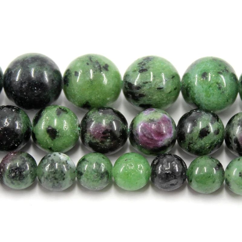 

Natural Green Epidote Zoisite Ruby 6 8 10MM Polish Smooth Round Loose Strand Stone Beads For Jewelry Making Bracelets Necklace