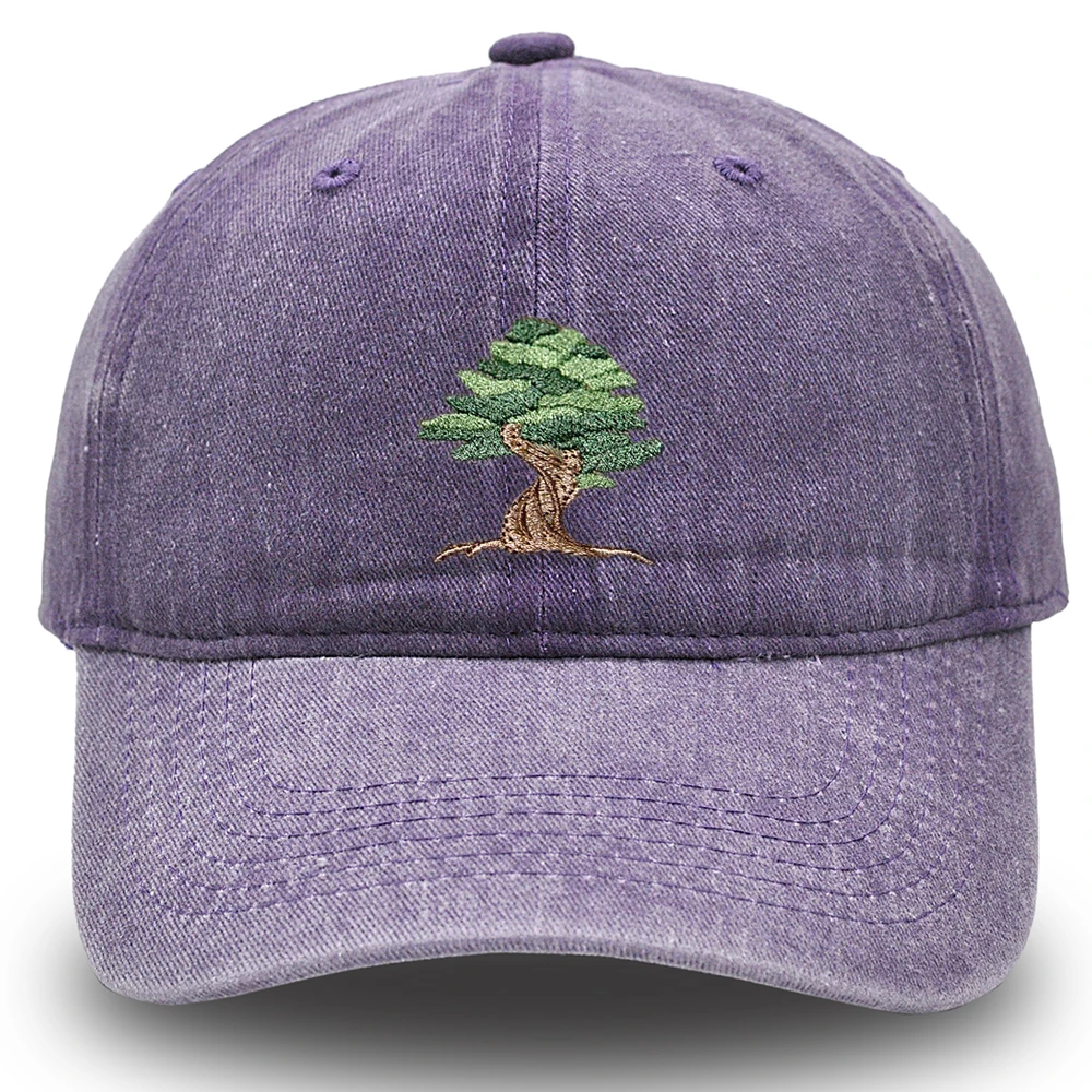 BONSAI  TREE Hat Embroidered ORNAMENTAL TREE Baseball Cap Retro Men Woman Cotton Hat Unisex 3