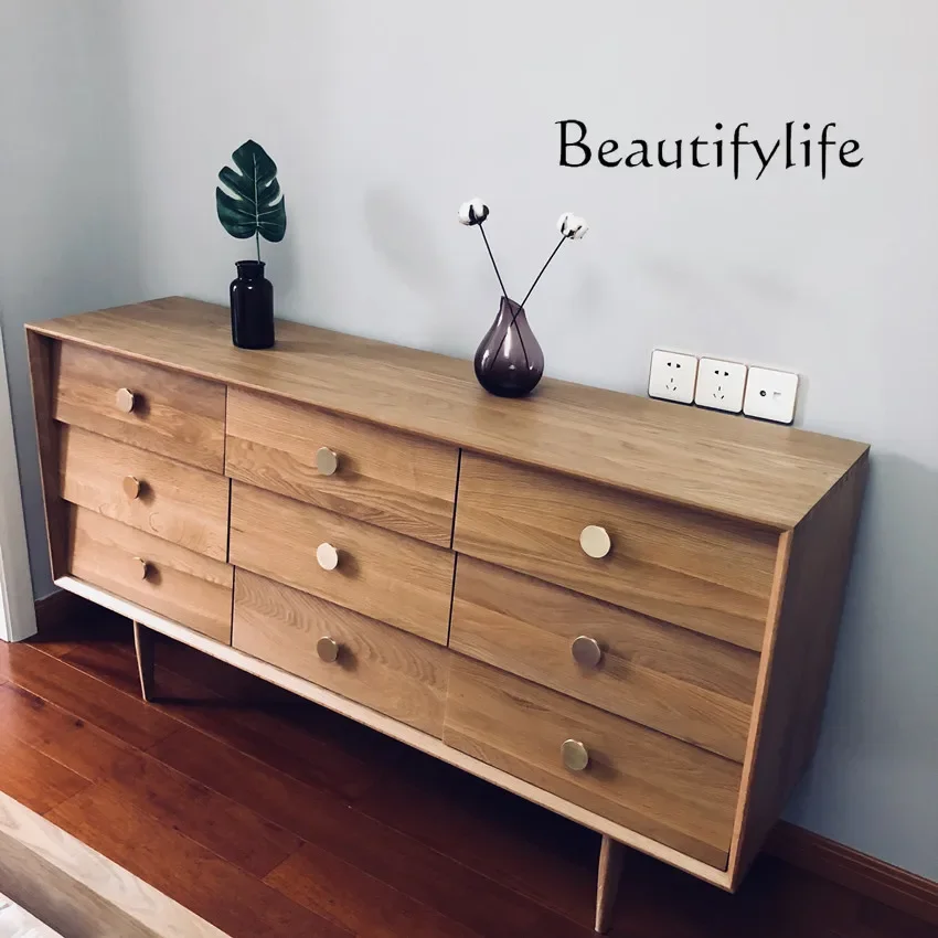

Nordic Solid Wood TV Cabinet Small Apartment Modern Minimalist Locker Home Living Room Floor Cabinet