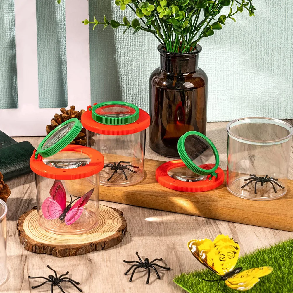 2 Pcs Insect Observation Cup Bug Viewer Suite Science Exploration Magnifier Jar Abs Container Kids Students Child 3