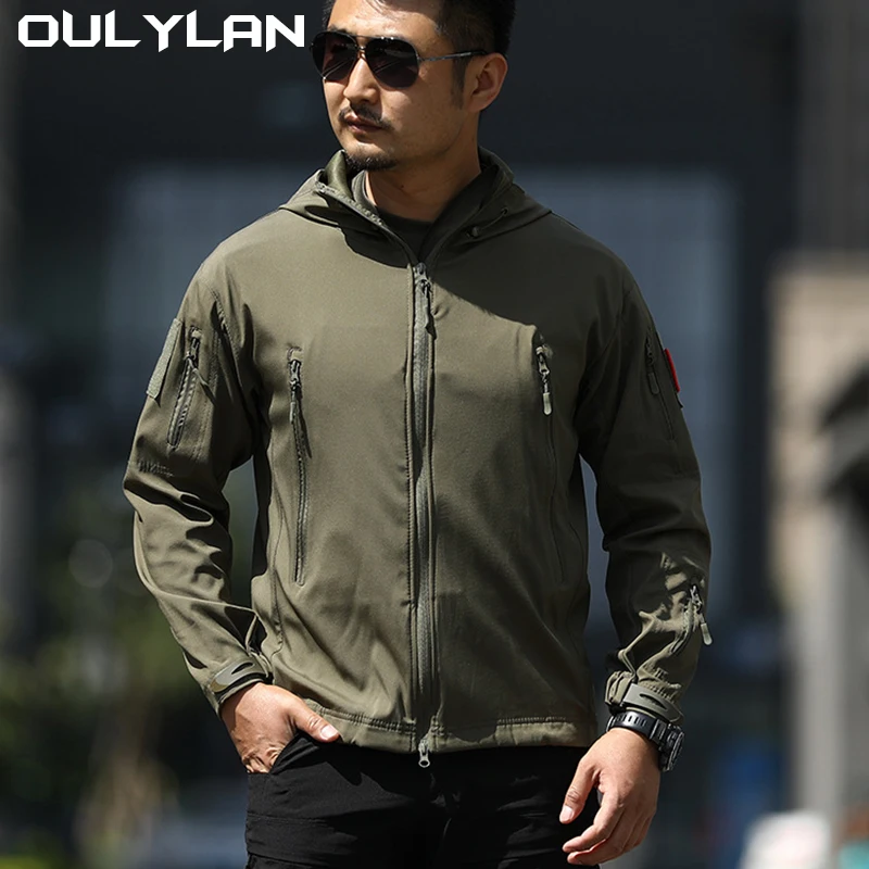 

Oulylan Military Shark Skin Soft Shell Jackets Men Tactical Windproof Waterproof Jacket Men Army Combat Jackets Mens Hooded Coat