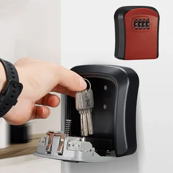 Wall Mount Key Password Lock Box 4 Digit Password Code Key Safe Box Security Lock No Key for Home Office Key Safe Storage Box 1