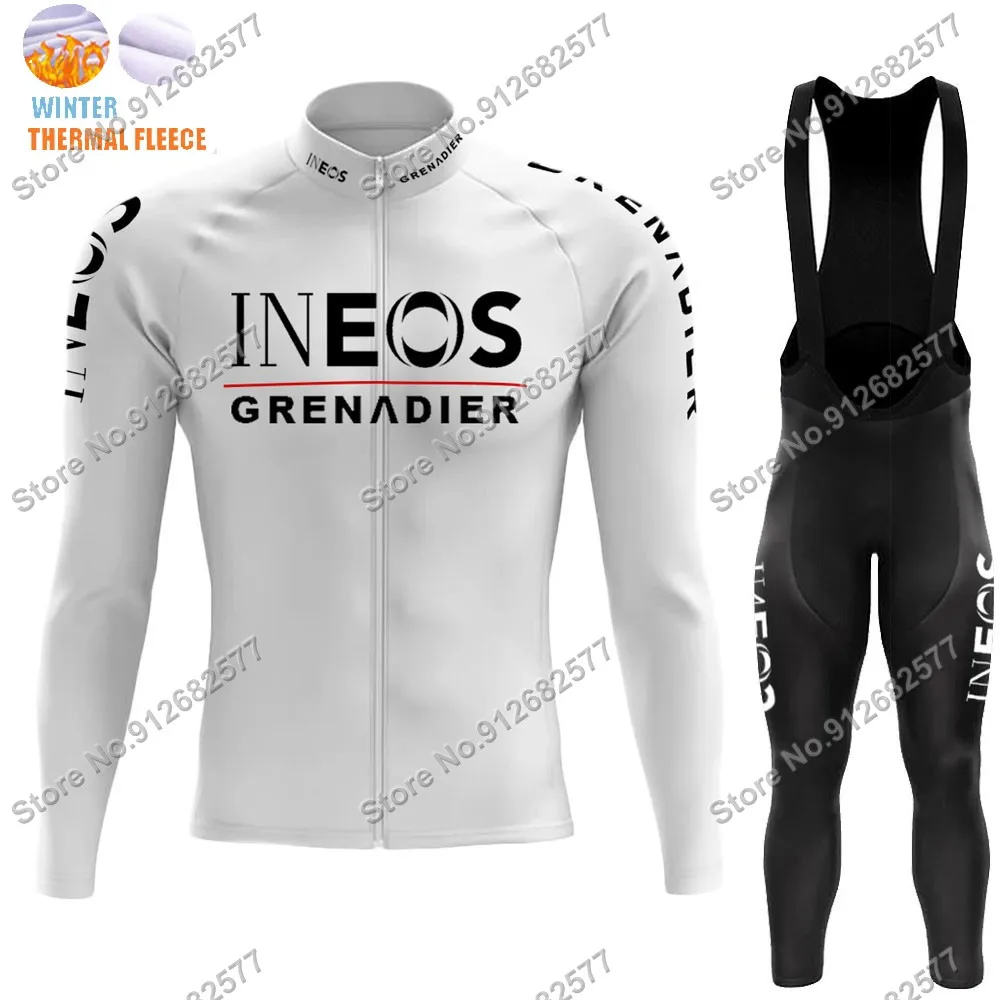 White INEOS Grenadier Winter Team 2023 Cycling Jersey Set Thermal