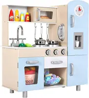 Kids Wooden Pretend Cooking Kitchen Playset with Cabinets for Toddler 1